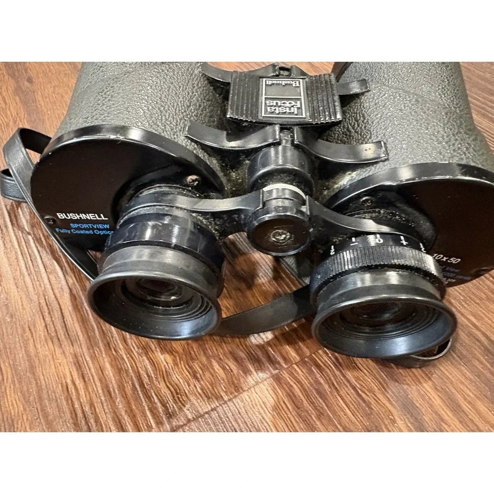 Vintage‎ Bushnell Insta-Focus 10x50 Binoculars 367 ft at 1000 yds Case & Strap